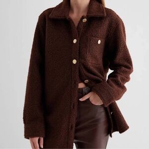 NWT Express Sherpa Shacket in Dark Brown - Sz S